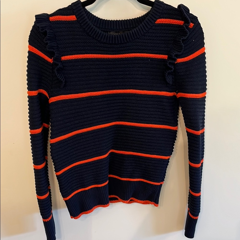 Banana Republic Blue and Orange Crew Neck Sweater